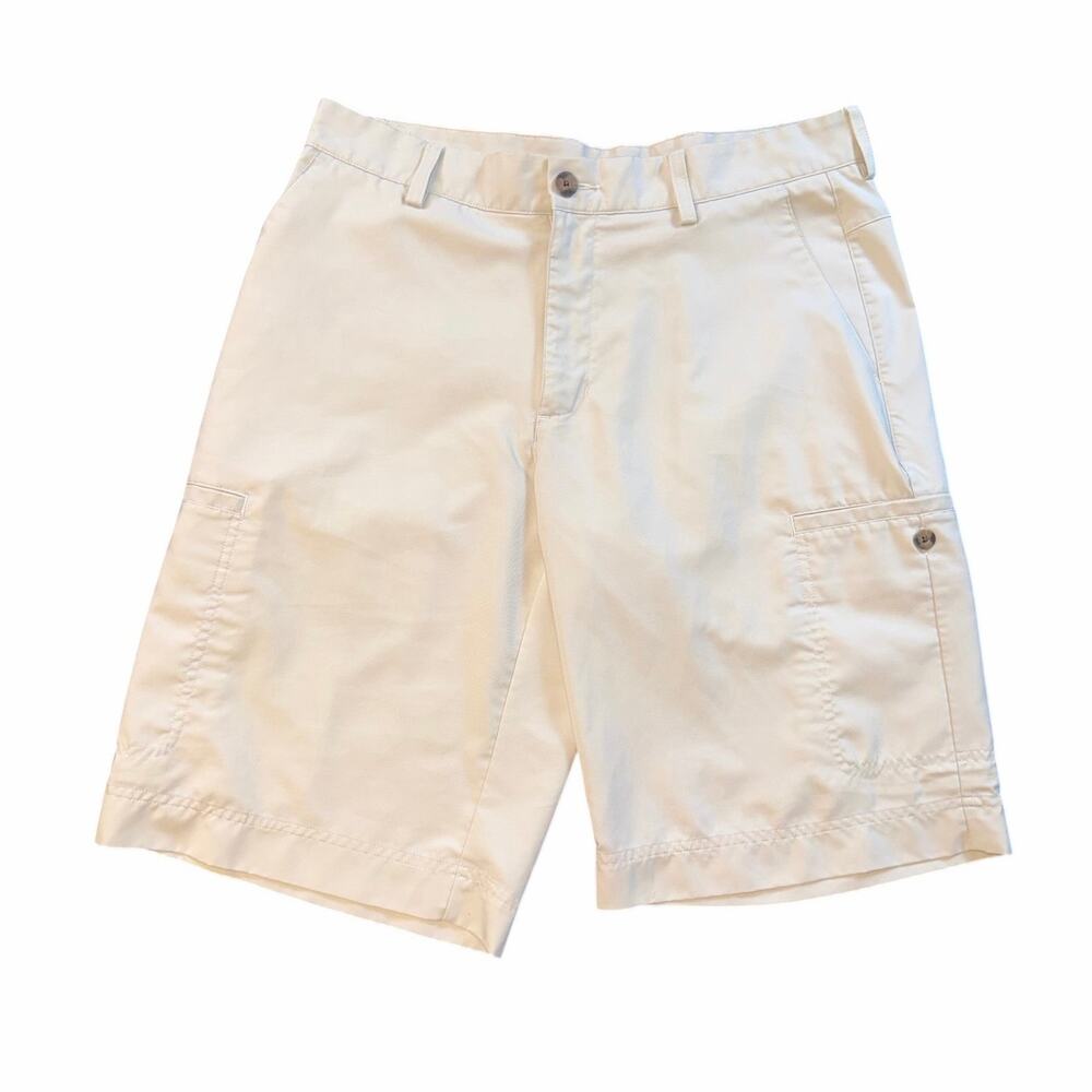 Adidas Mens Cargo Golf Shorts Beige Khaki Size 32 Performance Outdoor Casual